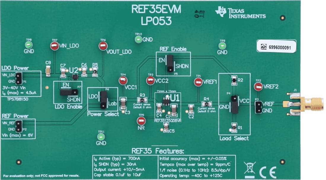 Mechanical Drawing - Texas Instruments REF35 Voltage Reference Evaluation Module