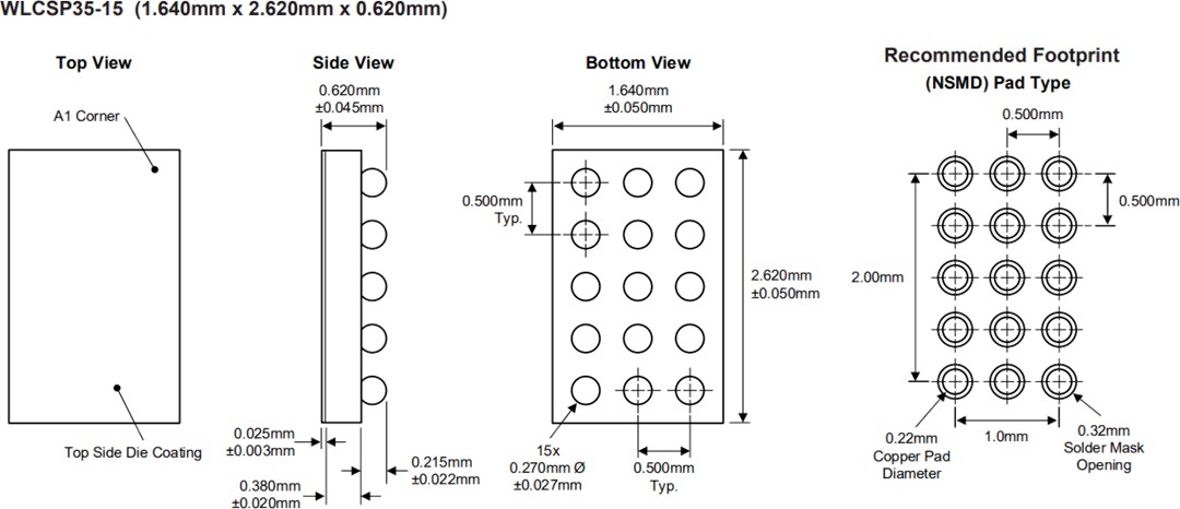 Mechanical Drawing - Kinetic Technologies KTS1698 VBUS Current-Sink Protection Load Switches