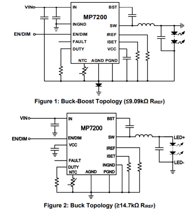 Application Circuit Diagram - Monolithic Power Systems (MPS) MP7200 Synchronous Buck-Boost LED Drivers