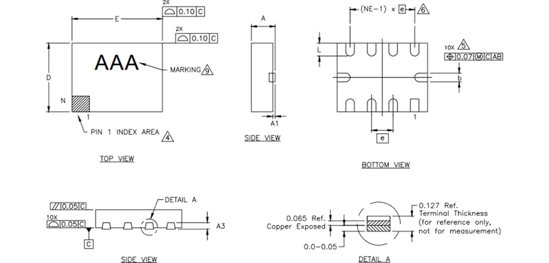 Mechanical Drawing - Analog Devices / Maxim Integrated MAX40263 Dual Op-Amps