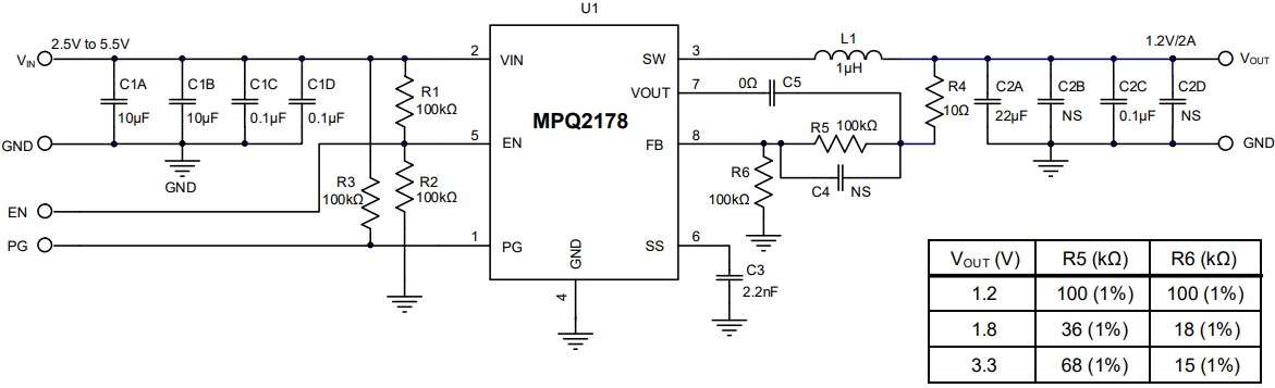 Schematic - Monolithic Power Systems (MPS) EVQ2178 Evaluation Board