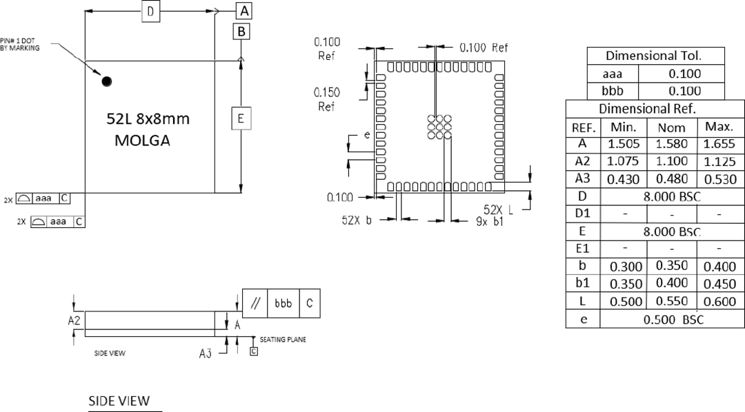 Mechanical Drawing - Menlo Micro MM5600 DC to 20GHz DPDT Differential Switch