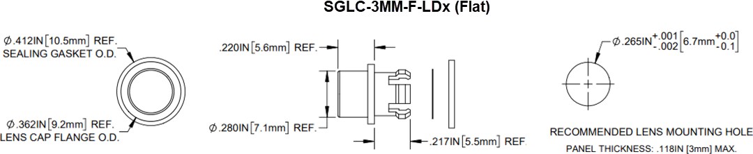 Mechanical Drawing - BIVAR SGLC-LD Liquid Detection Sealing Gasket Lens Caps