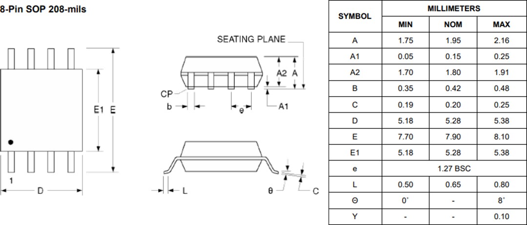 Mechanical Drawing - Alliance Memory AS25F Serial NOR Flash Memory