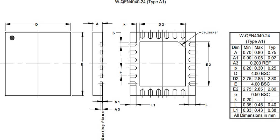 Mechanical Drawing - Diodes Incorporated AP33772 USB Type-C™  PD Sink Controller
