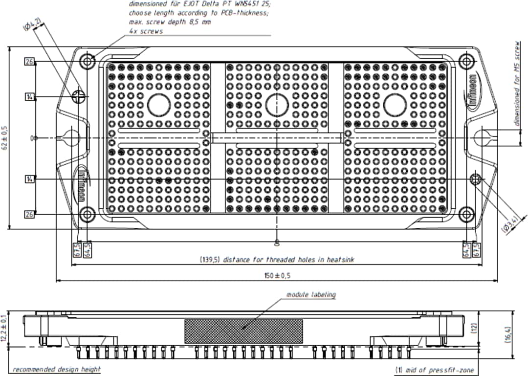 Mechanical Drawing - Infineon Technologies F3L600R10W4S7F_C22 EasyPACK™ IGBT Module
