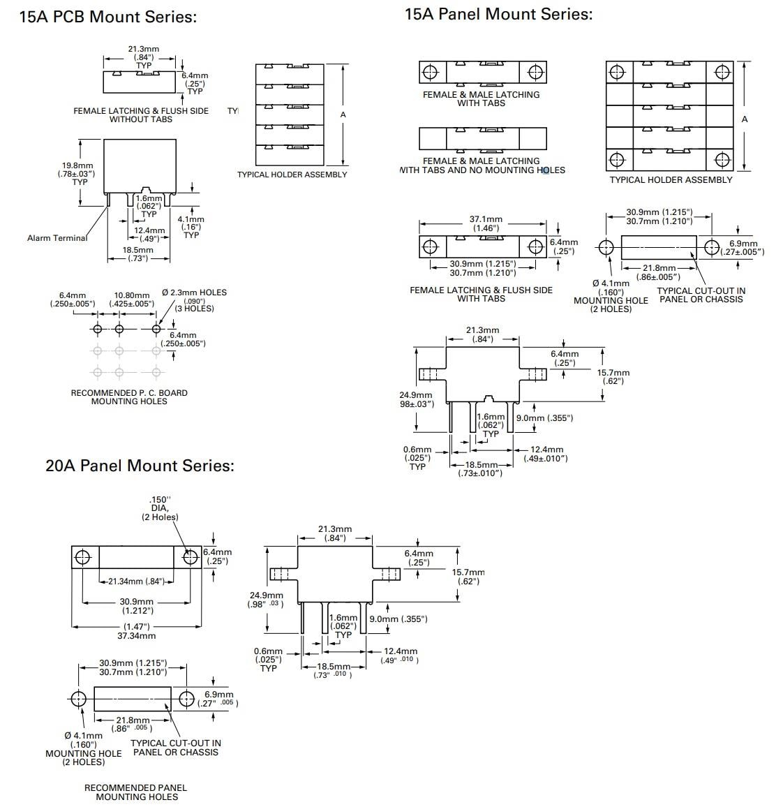 Mechanical Drawing - Littelfuse 482 Series Fuseholders