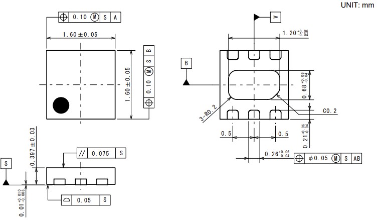 Mechanical Drawing - Nisshinbo NT1189 3.3GHz to 5GHz  High Linearity LNA
