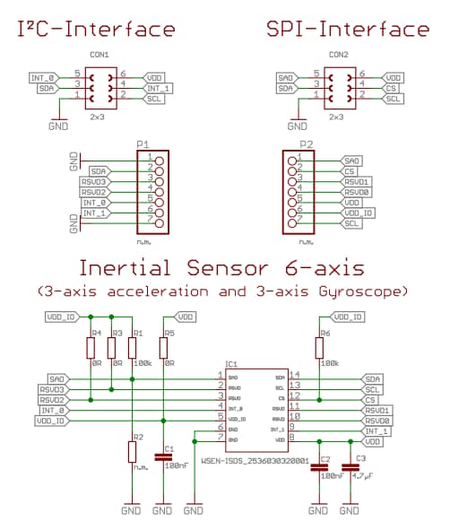 Schematic - Würth Elektronik WSEN-EVAL 6-Axis IMU Sensor Evaluation Board