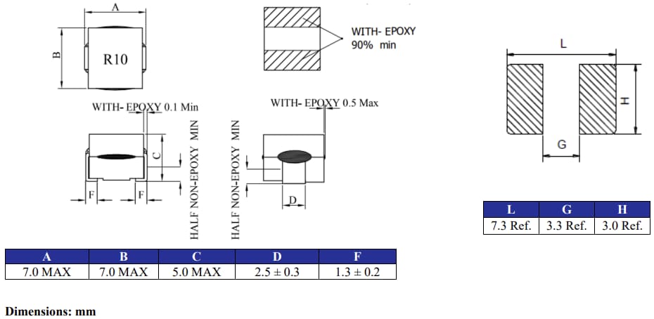 Mechanical Drawing - Abracon AMSLA-Q7050 Automotive Stacked Inductors