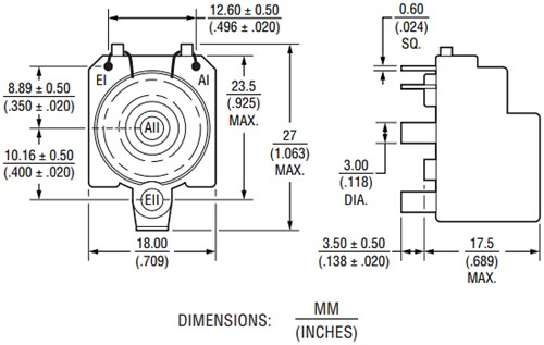 Mechanical Drawing - Bourns 0556x Current Sense Transformers
