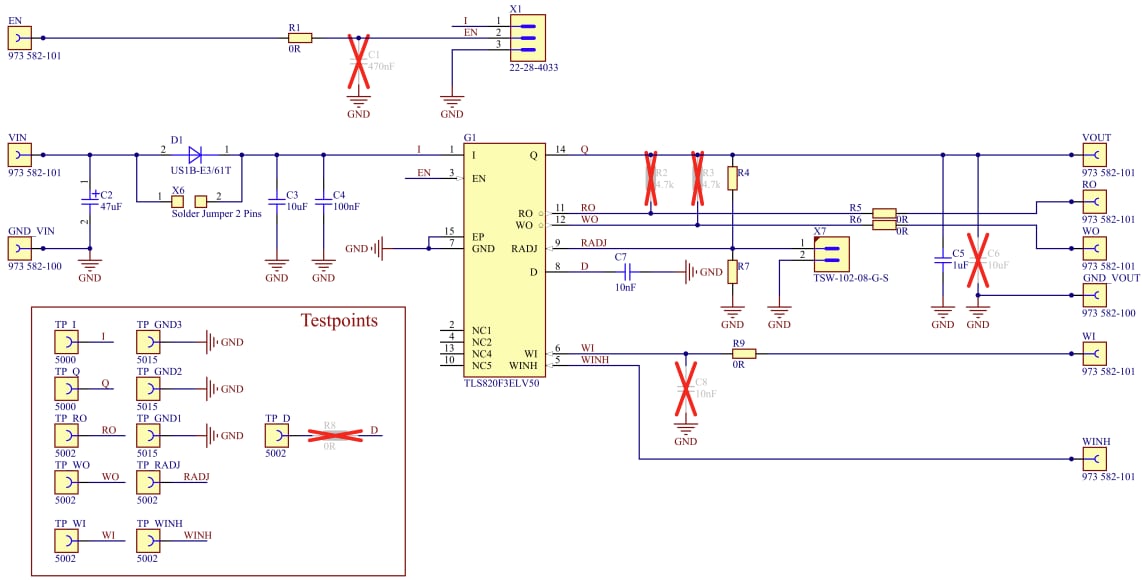 Schematic - Infineon Technologies TLS820F3EL V50 Demo Board