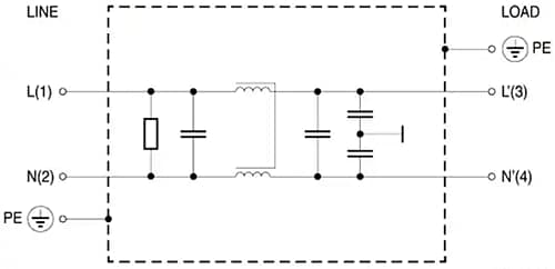Application Circuit Diagram - EPCOS / TDK B84742A 2-Line DIN-Rail Power Line Filters