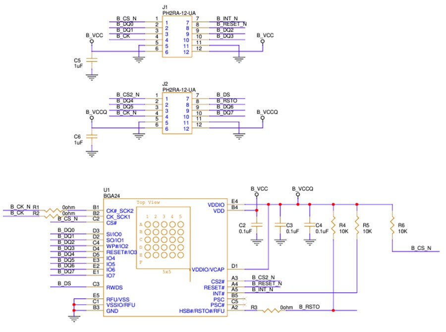 Schematic - Infineon Technologies EVAL-S26HL512T SEMPER™ HYPERBUS™ Memory Module