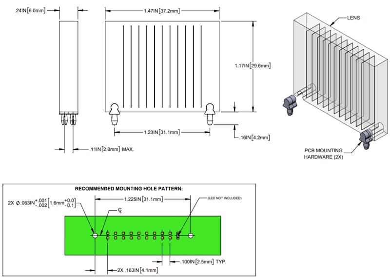 Mechanical Drawing - BIVAR BGLP LED Light Pipe