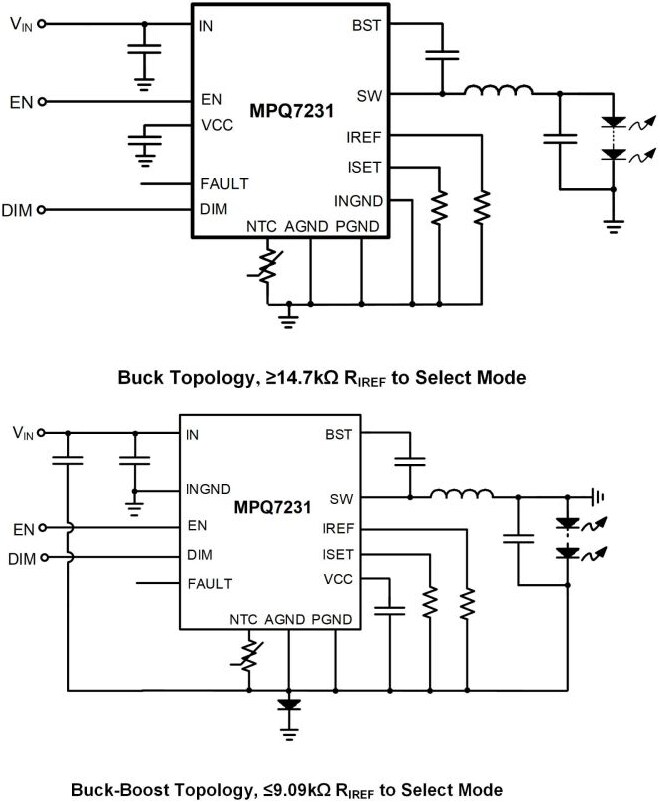 Application Circuit Diagram - Monolithic Power Systems (MPS) MPQ7231 Infrared LED Lighting Drivers