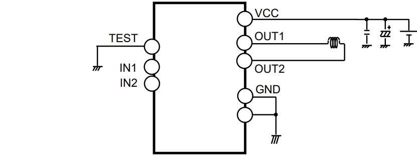 Application Circuit Diagram - ROHM Semiconductor BD62120JEFJ 36V DC Brush Motor Driver