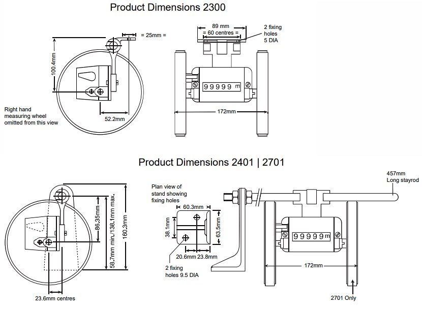 Mechanical Drawing - Trumeter 2300, 2401, & 2701 Series Measuring Units