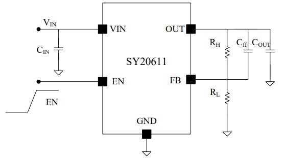 Application Circuit Diagram - Silergy SY20611 Synchronous Step Down Regulator