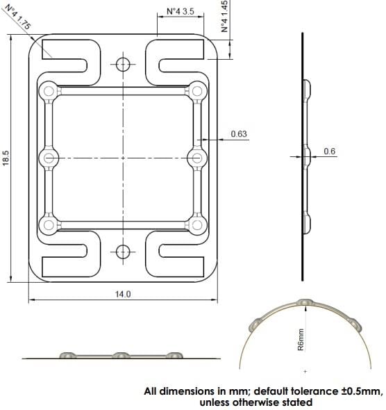 Mechanical Drawing - PUI Audio HD-PAF1419 Flexible Piezoelectric Haptic Actuator