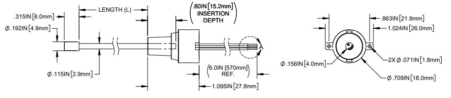 Mechanical Drawing - BIVAR SASG LED Light Pipes