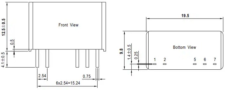 Mechanical Drawing - MEAN WELL GD2 IGBT DC-DC Converters