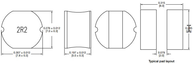 Mechanical Drawing - Vishay / Dale IDCP2218-01 & IDCP3020-01 Ferrite Power Inductors