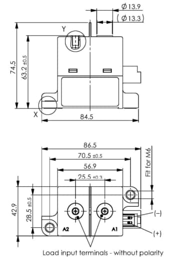 Mechanical Drawing - EPCOS / TDK HVC45 High-Voltage Contactors