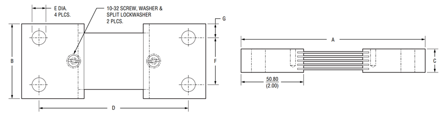 Mechanical Drawing - Bourns RSI Riedon™ DC Ammeter Shunt Resistors