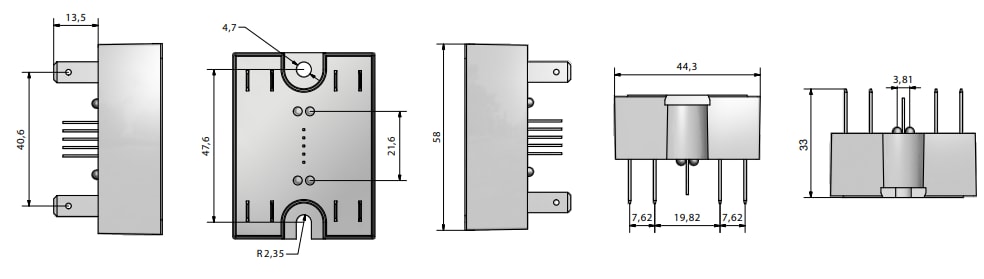 Mechanical Drawing - Littelfuse SRP4-CC Space-Saving Solid-State Relays