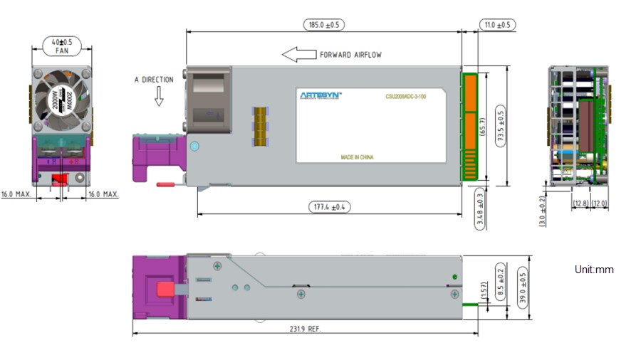 Mechanical Drawing - Advanced Energy / Artesyn CSU2000ADC 2000W Distributed Power System