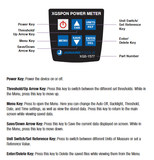 Infographic - Jonard Tools XGS-1577 Passive Optical Network Power Meters