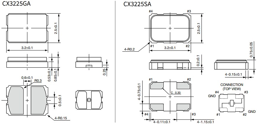 Mechanical Drawing - KYOCERA AVX AEC-Q200 Crystal Products