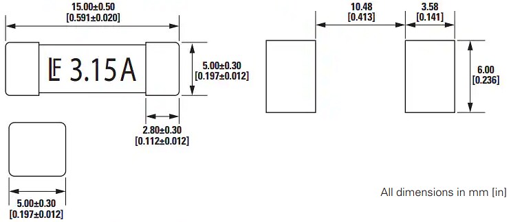 Mechanical Drawing - Littelfuse 415 Series SMT Fuses
