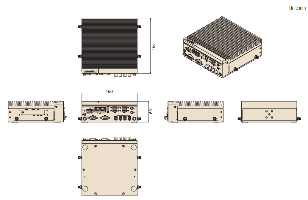 Mechanical Drawing - Advantech MIC-712-OX NVIDIA Jetson Orin™ NX AI Platform