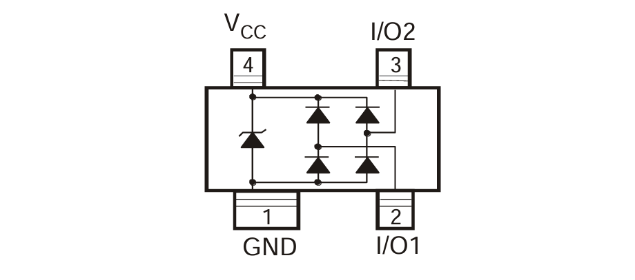 Schematic - Diodes Incorporated DT1042-02SRQ 2-Ch Low Capacitance TVS Diode Array