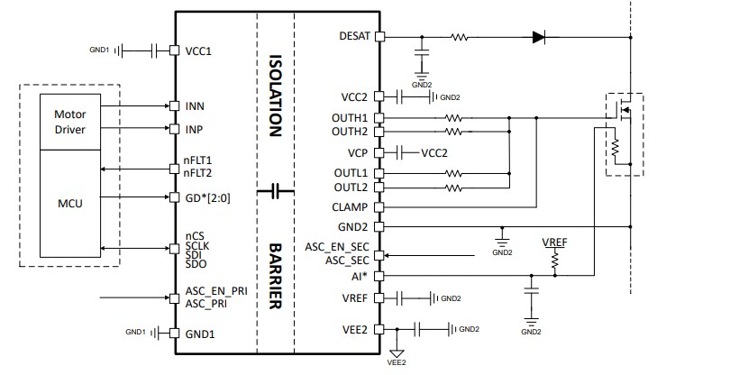 Schematic - Texas Instruments UCC5881-Q1 Gate Driver