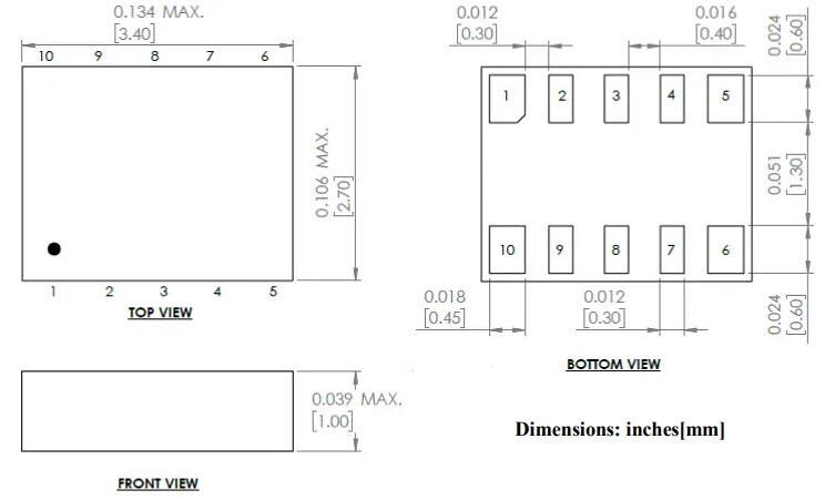 Mechanical Drawing - Abracon AB-RTC-XB-32.768kHz-2 Real Time Clock Module