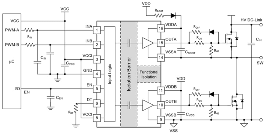 Schematic - Texas Instruments UCC21351x-Q1 Gate Drivers
