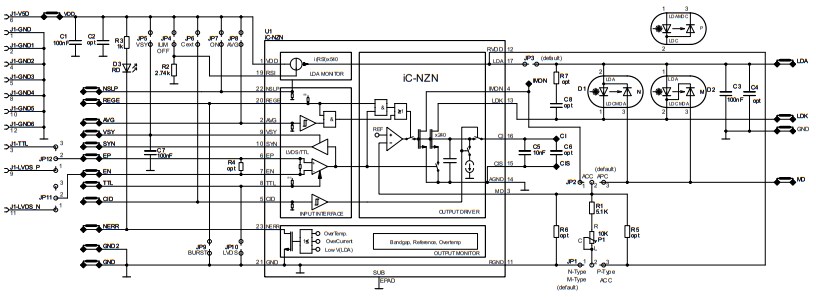 Schematic - iC-Haus iC-NZN EVAL NZN1D Evaluation Board