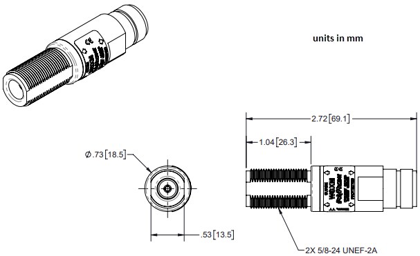 Mechanical Drawing - PolyPhaser 6GHz to 10GHz Type N F/F RF Surge Protector