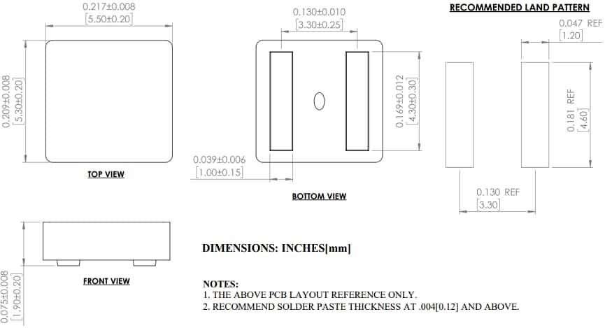 Mechanical Drawing - Abracon AMELH5020S Power Inductors