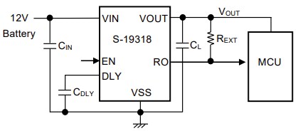 Application Circuit Diagram - ABLIC S-19318 Automotive Linear Regulator IC