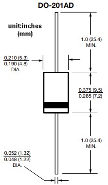 Mechanical Drawing - Vishay 31GFx Ultrafast Plastic Rectifiers