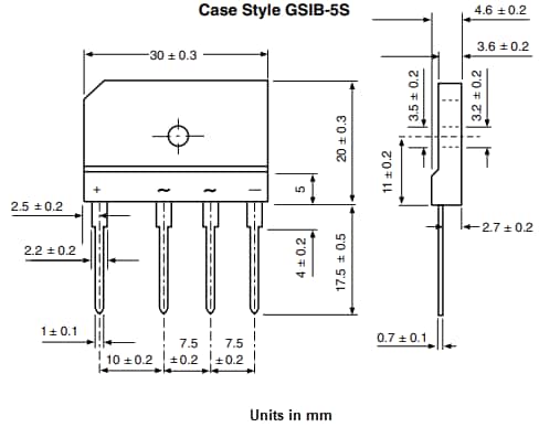 Mechanical Drawing - Vishay Semiconductors GSIB15x Bridge Rectifiers