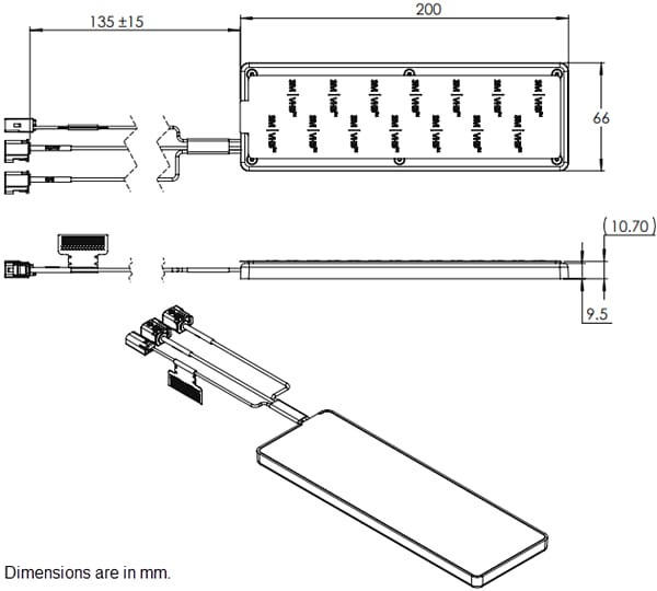 Mechanical Drawing - Taoglas MA2230 Stream 2-in-1 Active Candy Bar Antenna