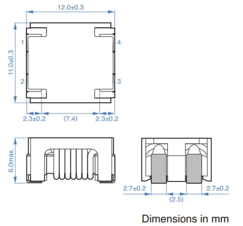 Mechanical Drawing - TDK ACM12V-TL05 Common Mode Choke