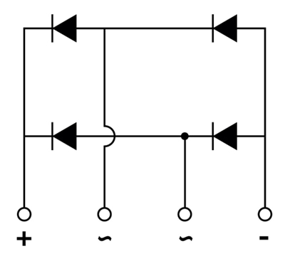 Schematic - Vishay Semiconductors KBPE0480 Single In-Line Bridge Rectifier