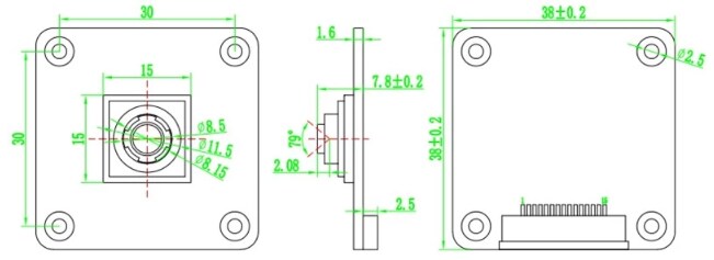Mechanical Drawing - DFRobot IMX378-79 12.3MP Camera Module