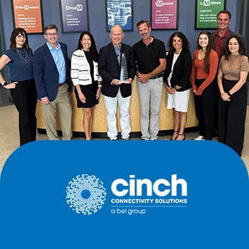 Representatives from Cinch present Mouser President Jeff Newell and the Mouser team with the 2024 Ci